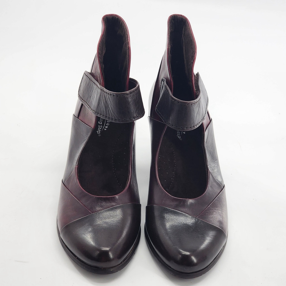 SPRING STEP Chapeco Mary Jane Leather Heels Burgundy Black Size 37 (US 6.5–7) - Picture 3 of 7